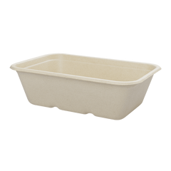 Wholesale 20oz Natural Bagasse Take Out Container, Rectangular - 500 ct