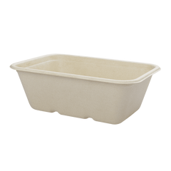 Wholesale 24oz Natural Bagasse Take Out Container, Rectangular - 500 ct