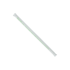 Wholesale 8.75" Eco-Friendly Giant PLA Straws (7mm) Paper Wrapped - Clear - 2,500 ct