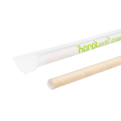 Wholesale 10.25" Eco-Friendly Paper Jumbo Straw, Paper Wrapped - Kraft 1,200 ct