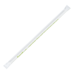 Wholesale 9" Eco-Friendly Giant Paper Straw (7mm) Wrapped - White - 1200 ct