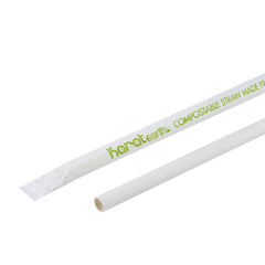 Wholesale 9" Eco-Friendly Giant Paper Straw (7mm) Wrapped - White - 1200 ct