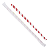 Wholesale 9" Eco-Friendly Giant Paper Straw Wrapped - Red/White - 1,200 ct