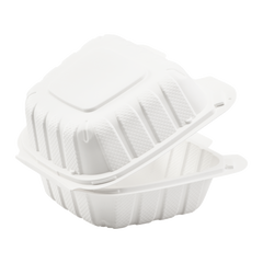 Wholesale 6" x 6" Mineral Filled PP Hinged Container 1 compartment White - 400 ct