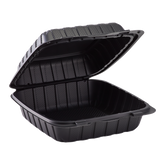 Wholesale 8" x 8" Mineral Filled PP Hinged Container 1 compartment Black - 200ct