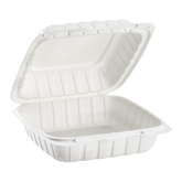 Wholesale 8" x 8" Mineral Filled PP Hinged Container, 1 compartment White - 200 ct