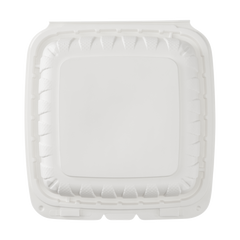 Wholesale 8" x 8" Mineral Filled PP Hinged Container, 1 compartment White - 200 ct