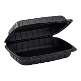 Wholesale 9" x 6" Mineral Filled PP Hinged Container 1 compartment Black - 250 ct