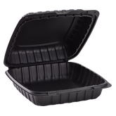 Wholesale 9" x 9" Mineral Filled PP Hinged Container 1 compartment Black - 120 ct