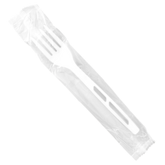 Wholesale Earth® WRAPPED CPLA Compostable Fork, Heavy Weight White - 750 ct