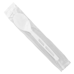 Wholesale WRAPPED CPLA Compostable Tea Spoon, Heavy Weight White - 750 ct