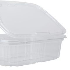 Wholesale 24oz PET Plastic Tamper Resistant Hinged Deli Container with Lid - 200 ct