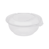 Wholesale 24oz PET Plastic Tamper Resistant Hinged Salad Bowl with Dome Lid - 240 sets