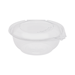 Wholesale 24oz PET Plastic Tamper Resistant Hinged Salad Bowl with Dome Lid - 240 sets