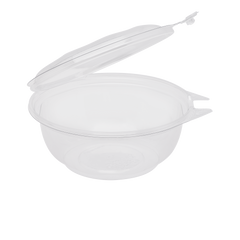 Wholesale 24oz PET Plastic Tamper Resistant Hinged Salad Bowl with Dome Lid - 240 sets