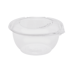 Wholesale 32oz PET Plastic Tamper Resistant Hinged Salad Bowl with Dome Lid - 240 sets