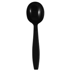 Wholesale PP Plastic Extra Heavy Weight Soup Spoons Black - 1,000 ct