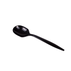 Wholesale PS Plastic Medium Weight Soup Spoons Bulk Box Black - 1,000 ct