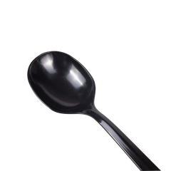 Wholesale PS Plastic Medium Weight Soup Spoons Bulk Box Black - 1,000 ct