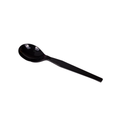 Wholesale PS Plastic Medium-Heavy Weight Soup Spoons Bulk Box Black - 1,000 ct