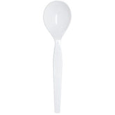 Wholesale PS Plastic Medium-Heavy Weight Soup Spoons Bulk Box White - 1,000 ct