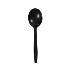 Wholesale PP Plastic Premium Extra Heavy Weight Soup Spoon Black - 1,000 ct