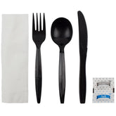 Wholesale PP Plastic Medium-Heavy Weight Cutlery Kits with Salt and Pepper Black - 250 ct
