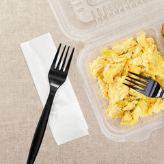 Wholesale PP Plastic Heavy Weight Cutlery Kits Fork, 1-ply Napkin Black - 500 ct