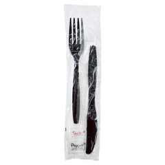 Wholesale PS Heavy-Weight Cutlery Kits Knife, Fork, 1-ply Napkin, Salt, Pepper - 250 ct