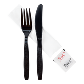 Wholesale PS Heavy-Weight Cutlery Kits Knife, Fork, 1-ply Napkin, Salt, Pepper - 250 ct
