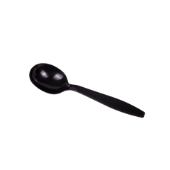 Wholesale PS Plastic Heavy Weight Soup Spoons Black - Wrapped - 1,000 ct