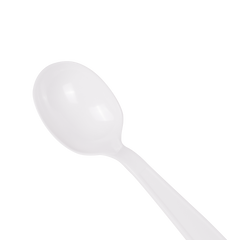 Wholesale PS Plastic Heavy Weight Soup Spoons White Wrapped - 1,000 ct