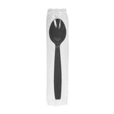 Wholesale PS Plastic Extra Heavy Weight Tea Spoons Black - Wrapped - 1,000 ct