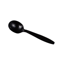 Wholesale PP Plastic Heavy Weight Soup Spoons Black - Wrapped - 1,000 ct