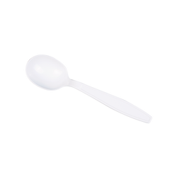 Wholesale PP Plastic Heavy Weight Soup Spoons White - Wrapped - 1,000 ct