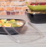 [150 ct] 64 oz Square Disposable Salad Bowl Lids | PET | Clear