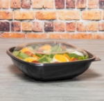 [150 ct] 64 oz Square Disposable Salad Bowl Lids | PET | Clear