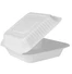Karat Earth 9'' x 9'' PFAS Free Compostable Bagasse Hinged Containers, White - 200 pcs