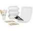 Karat Earth 9'' x 9'' PFAS Free Compostable Bagasse Hinged Containers, White - 200 pcs