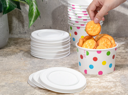 Karat Earth 127mm Compostable Fiber PapeKarat Earth 127mm Compostable Fiber Paper Flat lid for 20 oz Paper Food Container - 600 pcsr Flat lid for 20 oz Paper Food Container - 600 pcs