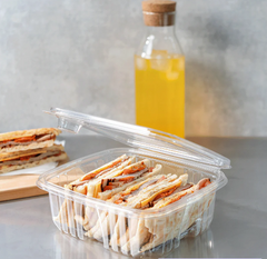 [150 sets] 64 oz PET Tamper Resistant Hinged Deli Containers w/Flat Lid