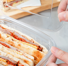 [150 sets] 64 oz PET Tamper Resistant Hinged Deli Containers w/Flat Lid