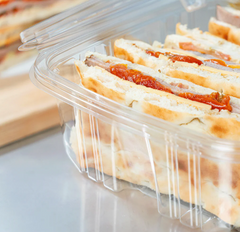 [150 sets] 64 oz PET Tamper Resistant Hinged Deli Containers w/Flat Lid