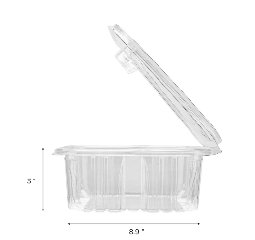 [150 sets] 64 oz PET Tamper Resistant Hinged Deli Containers w/Flat Lid