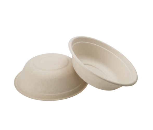 32oz PFAS Free Bagasse Round Bowl, Natural - 500 pcs