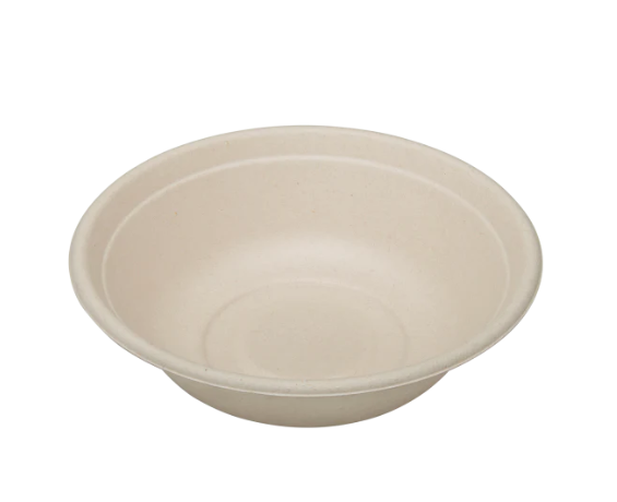 32oz PFAS Free Bagasse Round Bowl, Natural - 500 pcs