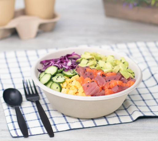 Karat Earth 40oz PFAS Free Bagasse Round Bowl, Natural - 500 pcs