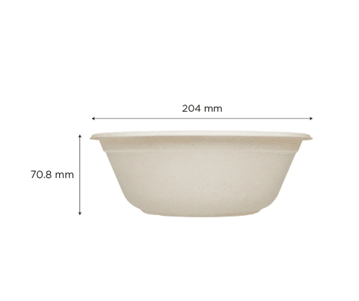 Karat Earth 40oz PFAS Free Bagasse Round Bowl, Natural - 500 pcs
