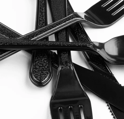 [25 sets] Black Party Dinnerware Set | Plate, Cup, Fork, Knife, Spoon, Napkin