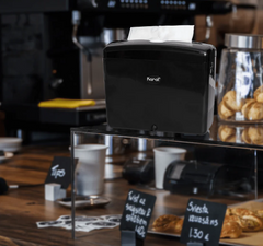 Tall Fold Napkin Dispenser, Tabletop/Suction, Black - 1 unit
